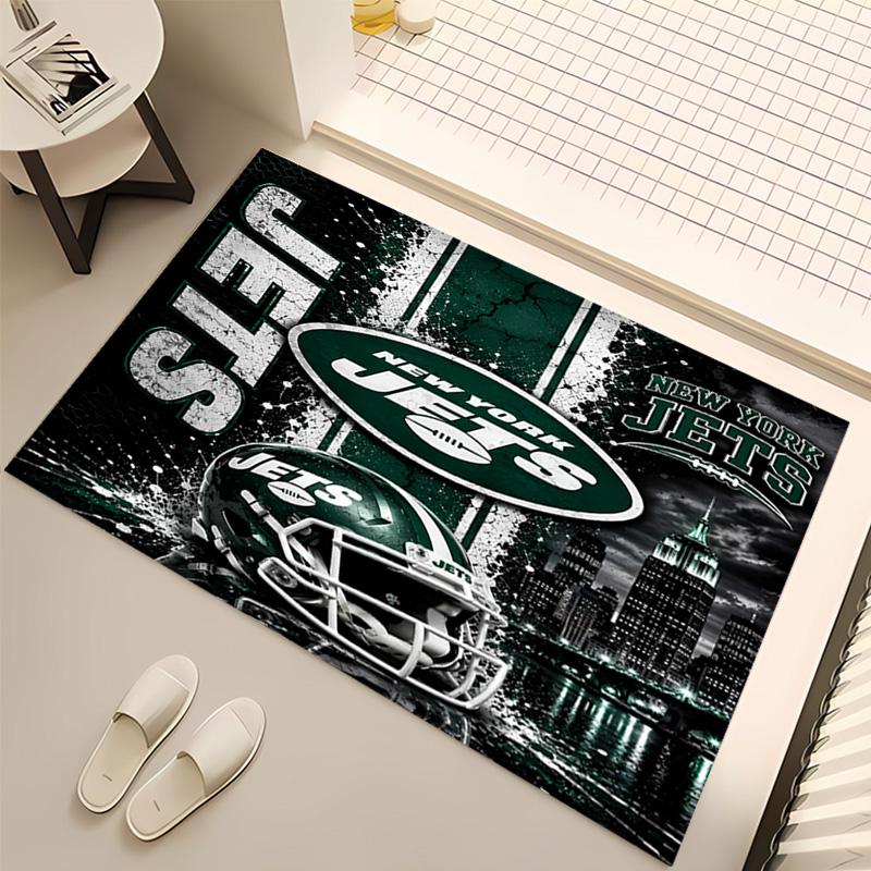1pc New York Jets logo Print Area Rug - Soft, Washable Non-Slip Indoor Mat, Living Room, Home Office Decorative Rug,Office Decorative