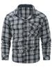 Autumn/Winter Denim Jacket with Turn-Down Collar and Flannel Plaid Shirt Coat