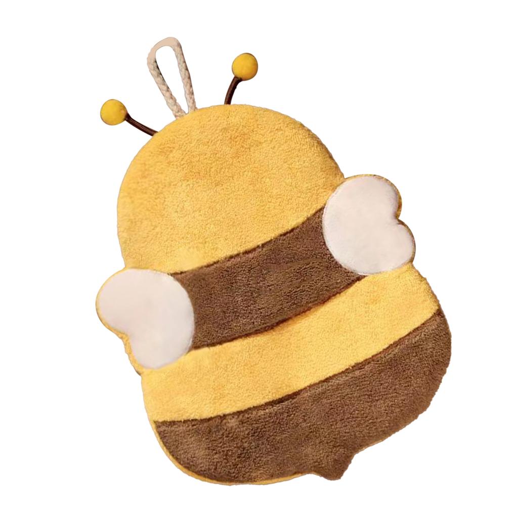 Hand Towel Thickened Cute Cartoon Animal Pattern Absorbent Hanging Kitchen Towel for Kids Home Bee Pattern