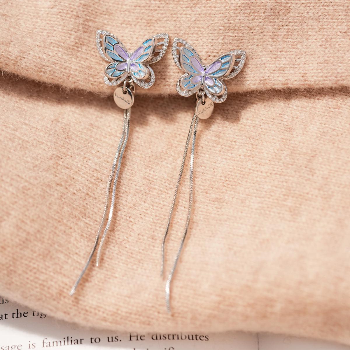 Zircon Butterfly Tassel Ear Cuff - Elegant No-Piercing Women s Earrings