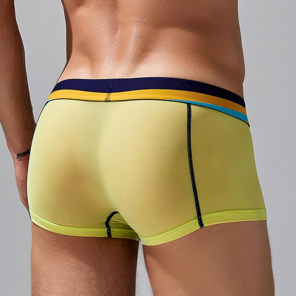 Men's Low Rise Ice Silk Boxer Briefs Quick Dry Athletic Underwear Breathable Sport Trunks for Men