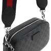 Gucci Vintage Logo Stripe Web Leather Logo Canvas And Leather Camera Bag Men Shoulder Bag Black Gray 574886-K5RLN-1095