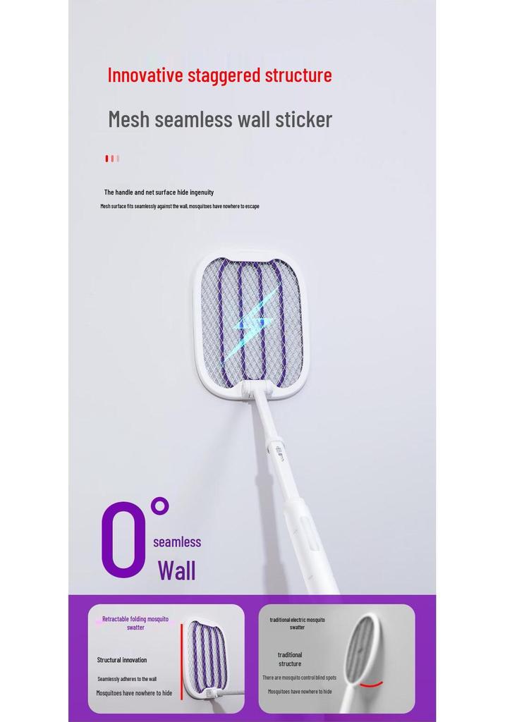 2-in-1 Rechargeable Foldable Electric Mosquito Killer and Fly Swatter