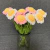 5 Pcs Hand Crocheted Artificial Sunflower Daisy Bouquet, Knitted Fake Flowers For Wedding Mother's Day Home Office Decoration Without Vase