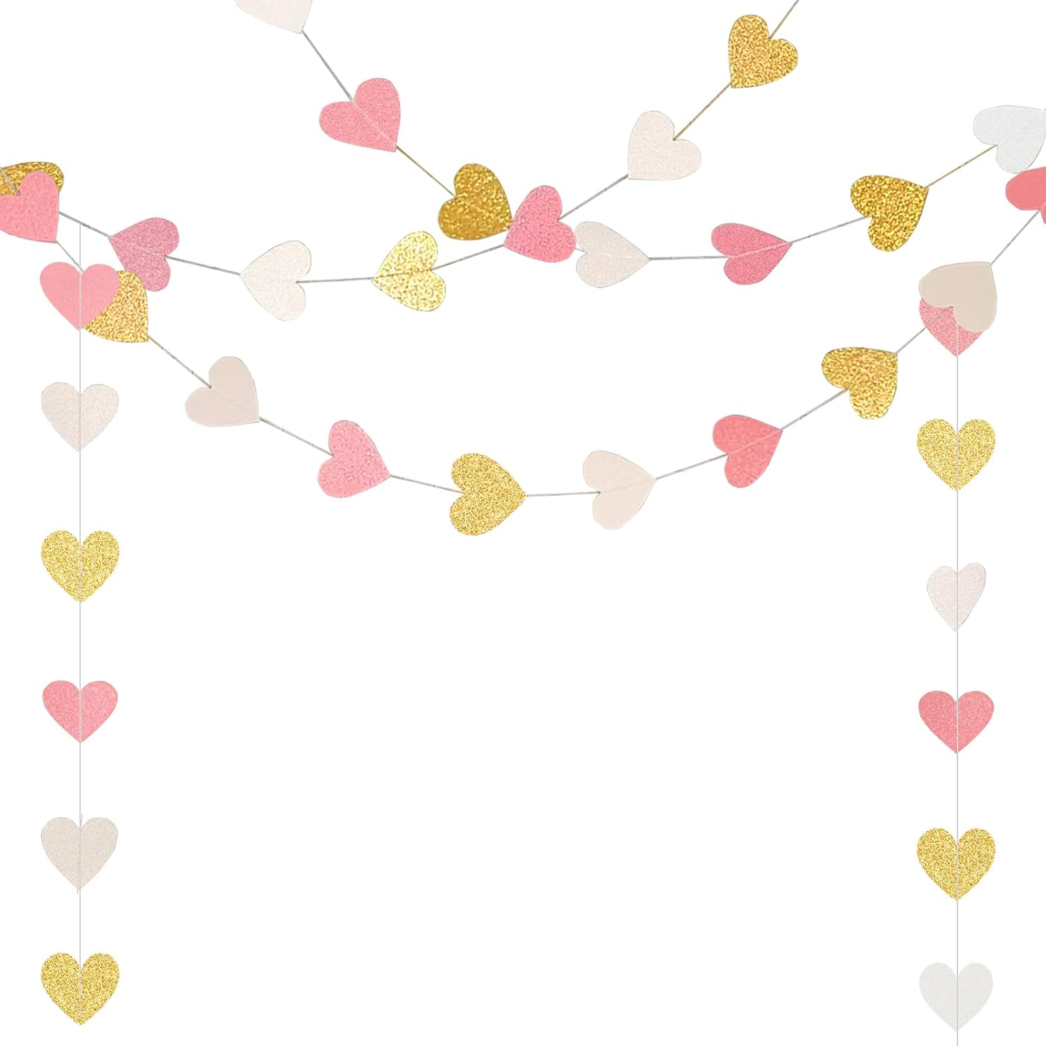 Блестящая Гирлянда-Гирлянда в Форме Сердец, Бумажные Гирлянды-Ленты в Форме Сердец для Украшения Дня Рождения, Детского Праздника, Годовщины, Дня Святого Валентина Heart Garland25134