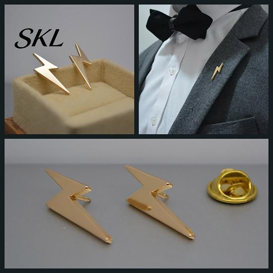 Cast Alloy Brooch Three-dimensional Brooch, Geometric Lines Lapel Pin, Men Suit Accessory with Safety Pin Base, Electroplated Fashion Accessories