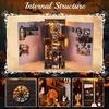 CRESYMME Book Nook Dollhouse Leeds Miniature House Log House Kit Wooden 3D Puzzle Handmade for Adults with LED Light (Dark Family)