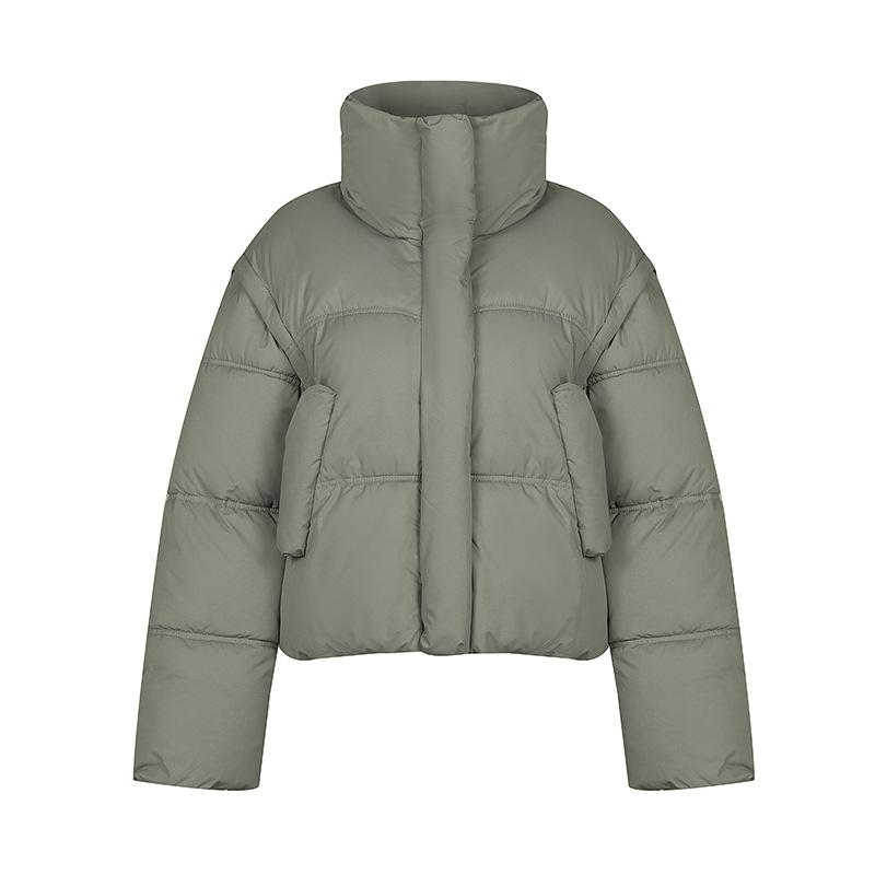 Stand-up collar green padded jacket for women's autumn and winter models. This year, unique padded clothes are popular, and small short down padded cl
