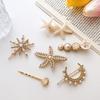 Pearl Hair Clip Set for Women Korean Hairpin Geometric Crystal Starfish Star Moon Butterfly Hair Barrettes Hair Accessories