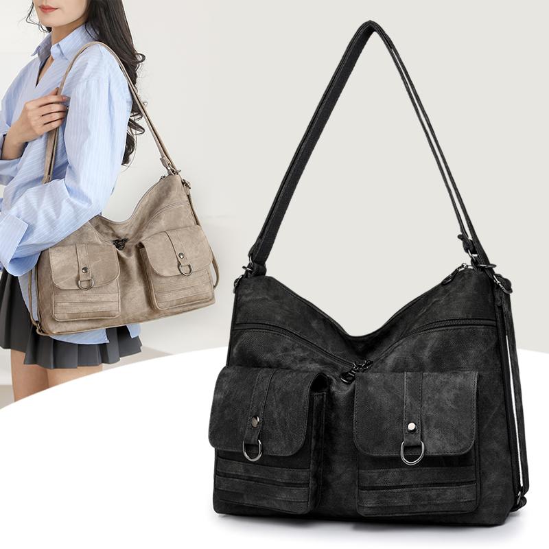 Women's Bag Large Capacity Shoulder Bag Soft Leather Tote Bag Commuter Shoulder Crossbody Bag