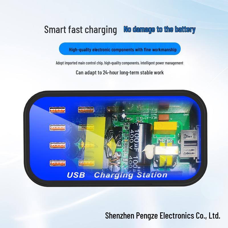 20-Port High-Power Mobile Charger: 5V/2A, 100W Desktop Station