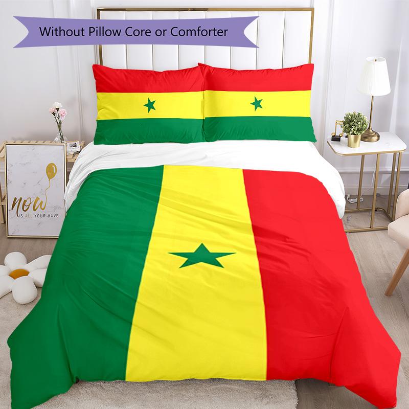 Senegal 3pcs Bedding Set Duvet Cover Closure Includes 1 Duvet Cover & 2 Pillowcases for All Seasons Bedroom Home Dorm Decor