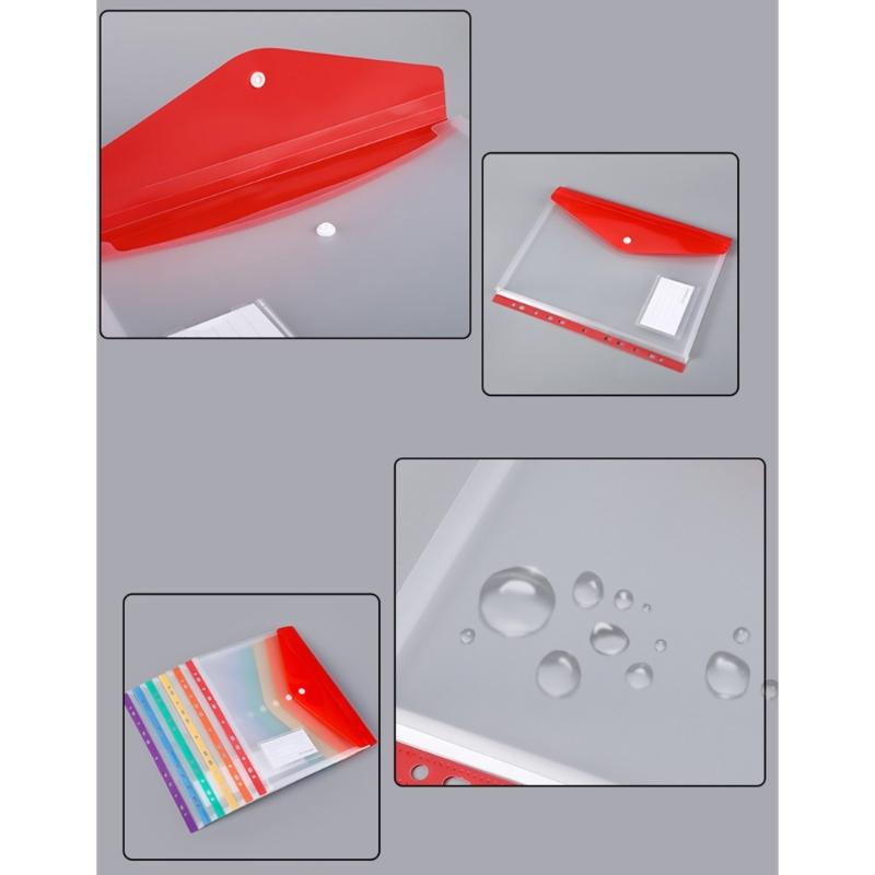 6Pcs Punched Pocket Clear Document Wallet 11 Holes Punched Pocket File Bag Letter Size Folder Filing Wallet File Sleeve
