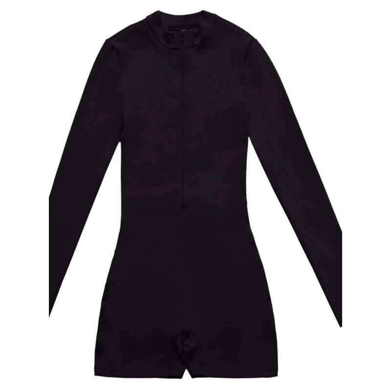 Half Zip Short Sleeve Jumpsuit Shorts Half Zip Short Sleeve One-Piece Shorts