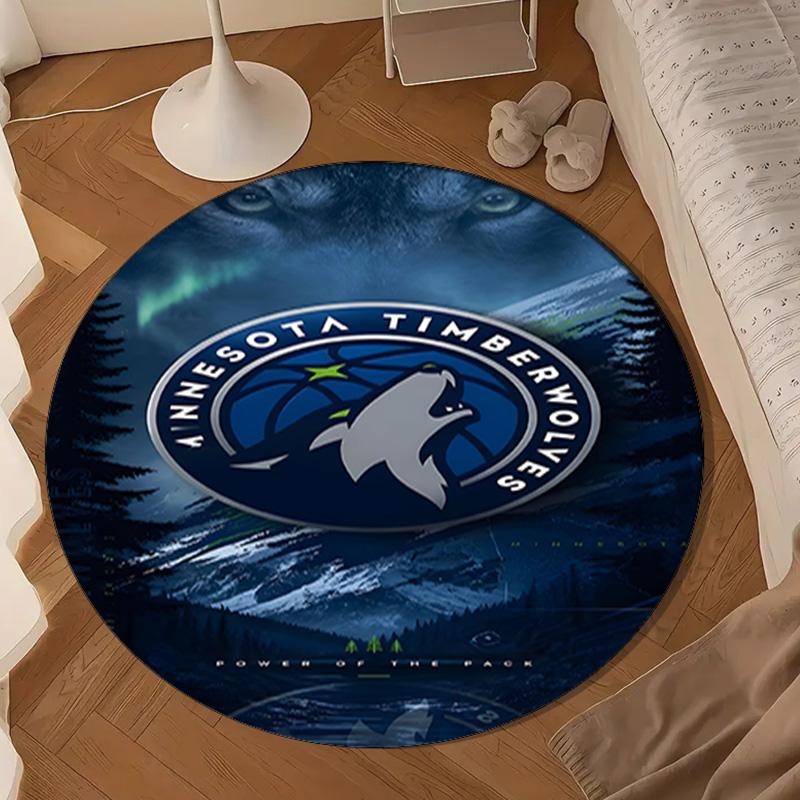 Timberwolves Logo Round mat, Anti-slip Circle Carpet Chair rug For livingroom,Bedroom, doormat home decor Gift Christmas Gifts