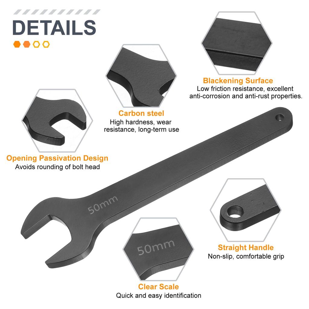 uxcell Single 50mm Metric 15 Degree Offset Angle Small Flat Head Blackening Wrench for Automotive Repair and Furniture Assembly Open-End Wrench,