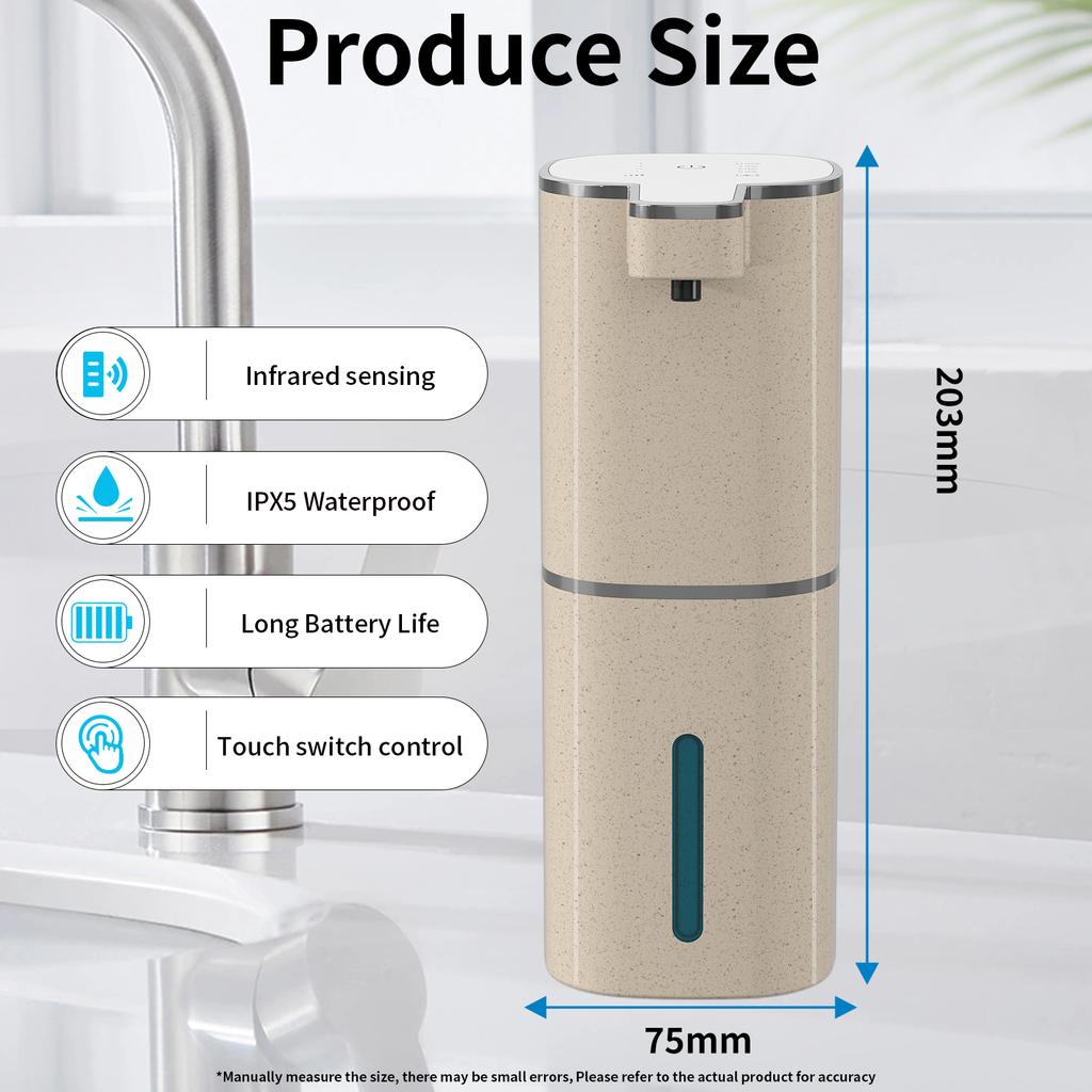 Wall Mount Automatic Liquid Soap Dispenser USB Rechargeable Touchless Foam Hand Soap Dispenser for Bathroom Kitchen Dish Soap