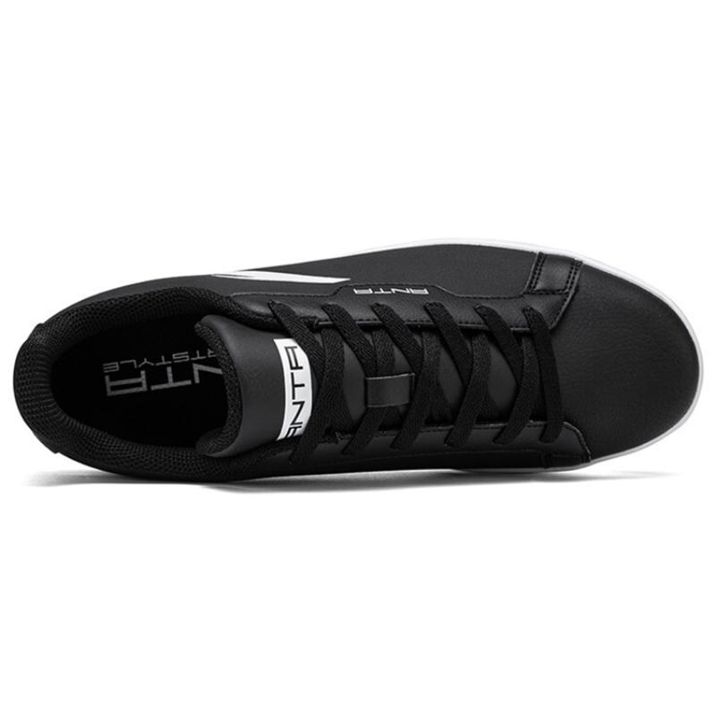 Anta Synthetic Leather Comfortable Slip Resistant Abrasion Resistant Low Top Skateboard Shoes Men's Black Sneakers 912028003-1