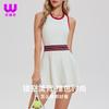Womens Sporty Tennis Dress With Striped Design Slim Fit Sleeveless Skirt Gym Running Golf
