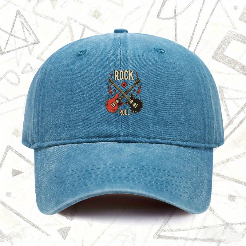 A Vintage Washed Hat Related to ROCK ROLL Suitable for Both Men And Women a Solid Baseball Cap for All Seasons Perfect for