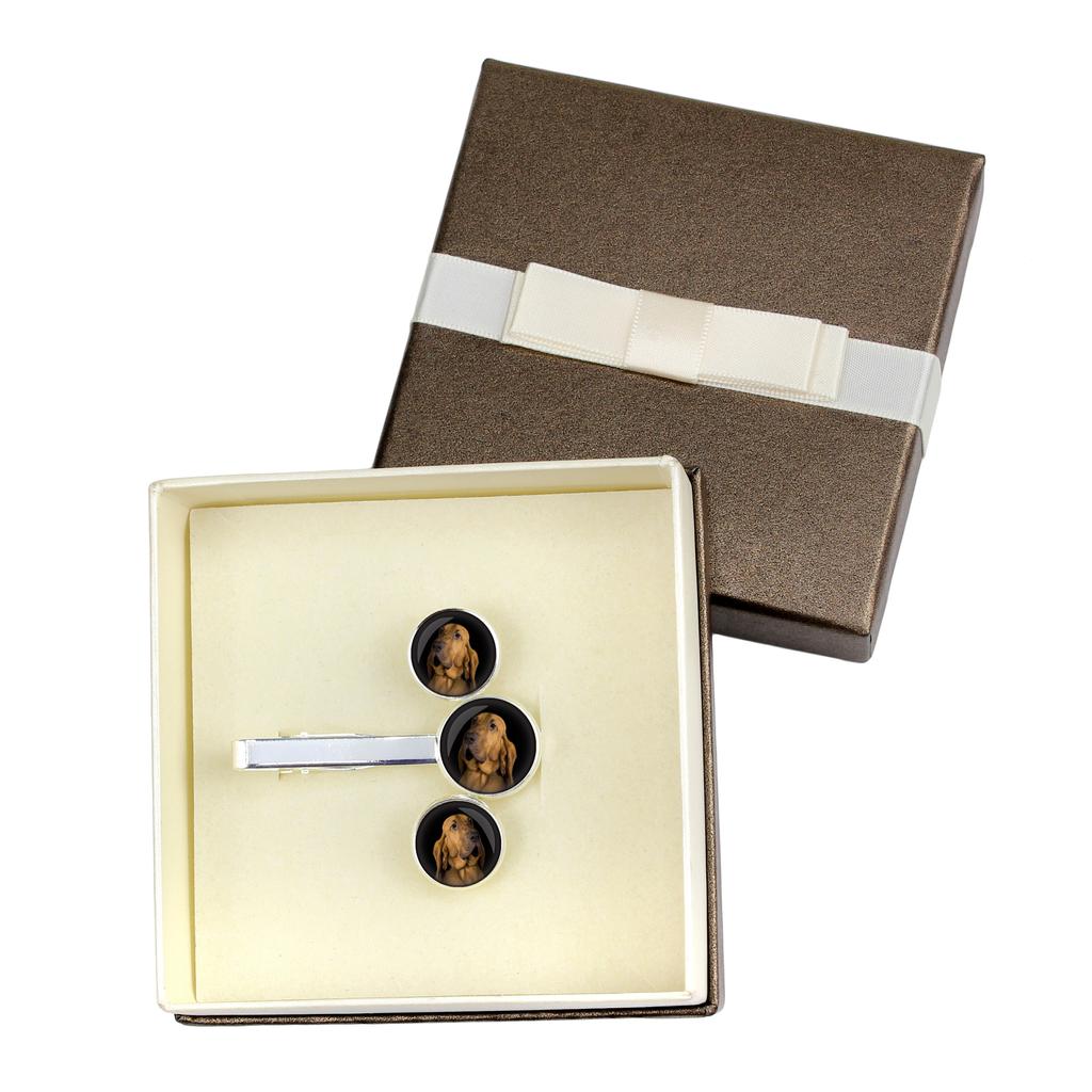 Bloodhound, St. Hubert Hound, Sleuth-hound - cufflinks and tie with your photo, a suit decoration, men's jewelry from the Art-Dog brand.