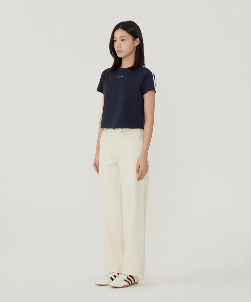 COVERNAT WOMAN Comfort Crop T-Shirt Navy