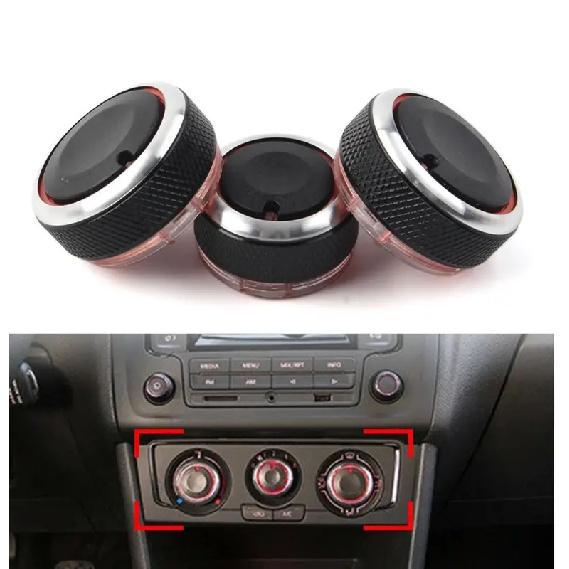 3Pcs Car Air Conditioning Heat Control Knob A/C Switch for VW POLO 9N 9N3 6R 2004 2005 2006 2007 2008 2009 2010 2011 2012 2013