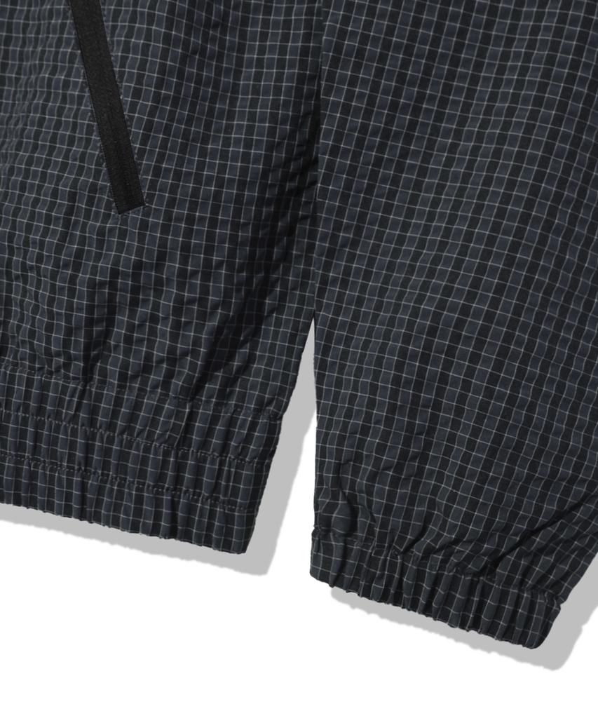 Trillion Check Pattern Hooded Zip-Up Windbreaker_Navy Black