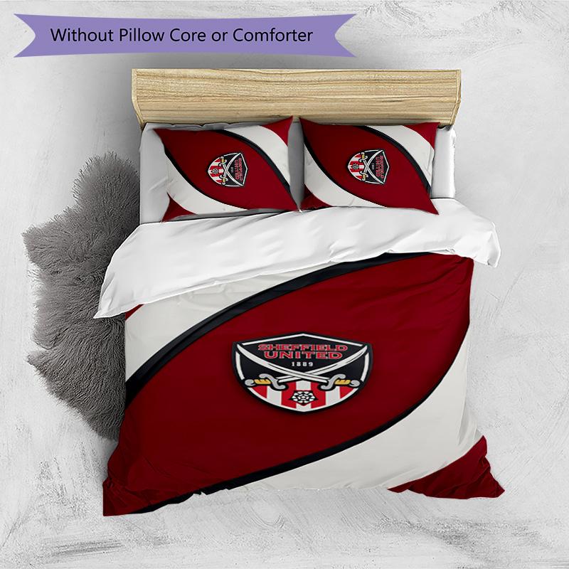 Set Lenzuola Stampato Sheffield United Football 3 Pezzi, Comodo Set Copripiumino per Camera da Letto Amico della Pelle