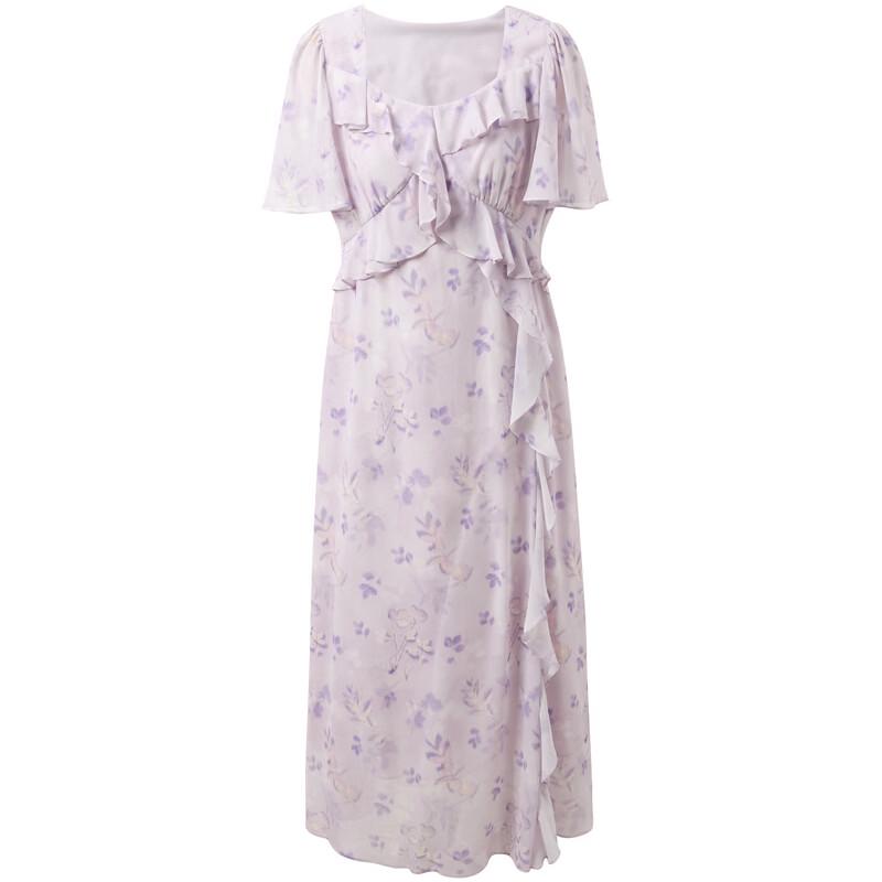 Sancai Plus Size Floral Chiffon A-Line Maxi Dress