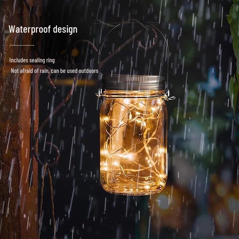 Waterproof Solar Mason Jar Lights for Outdoor Decor: Hanging Garden Fence Lights & Courtyard Pendants