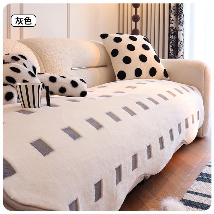 2025 New Plush Shaped Sofa Cushion Autumn And Winter New Straight Leather Sofa Cushion Thickened Non-slip Irregular Sofa Cover