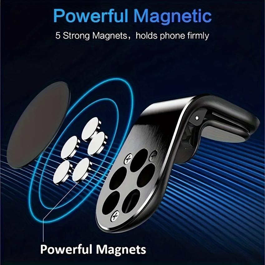 Universal L-Shaped Magnetic Phone Holder And Round Metal Plate Set, Minimalist Design, Suitable for Car Air Vent, Car Navigation Mount