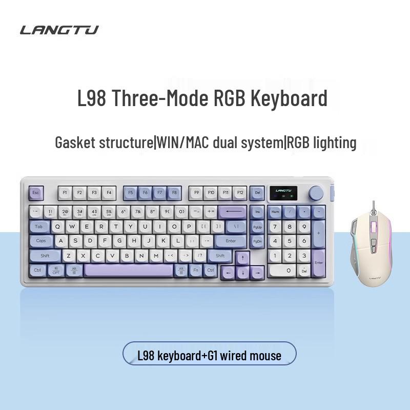 L98 Silent Wired Keyboard & Mouse Set - Stylish RGB Design for Girls, Office, and Gaming Use