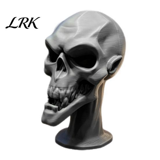 Seasonal Fireplace Decorations 3D Printed Skull Statue, Halloween Creepy Figurine, Gothic Table Matte Black Decor Centerpiece, Spooky Ornament