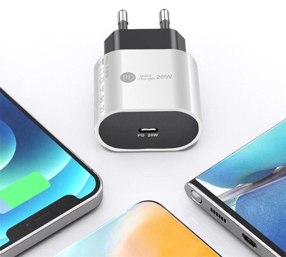 20W PD Fast Charger - EU, US, UK Plug, Single Port