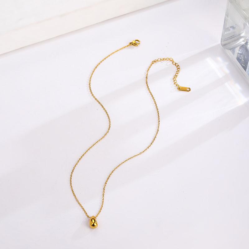 Korean Minimalist Water Drop Titanium Steel Pendant Necklace - Trendy European/American Women’s Light Luxury Clavicle Jewelry