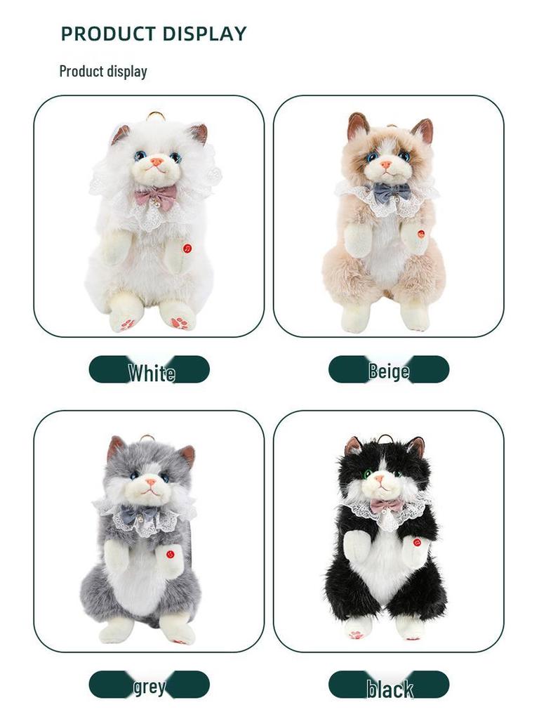 Cute Ragdoll Kitten Plush Backpack Toy for Girls and Kids