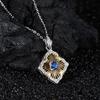 Xiaohongshu Colored Treasure Collarbone Chain S925 Sterling Silver Inlaid With Natural Sapphire Necklace Women'S Light Luxury Earrings Pendant