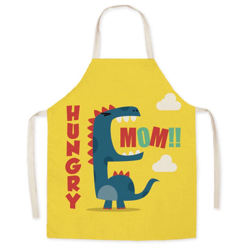 Cartoon Dinosaur Oil-Proof Apron for Adults & Kids - Sleeveless Halter Design