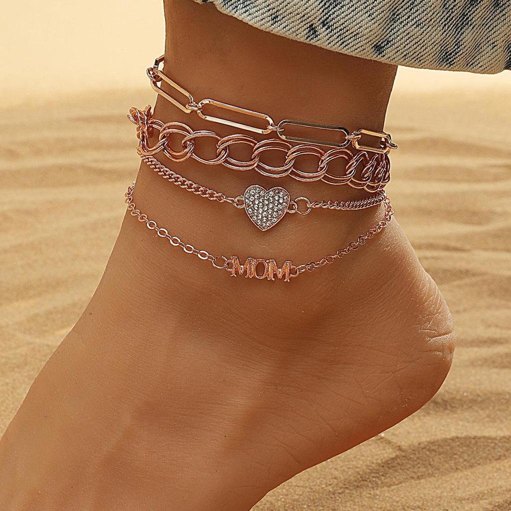 European & American Diamond Butterfly Multi-layer Anklet - Creative Retro Beach Jewelry