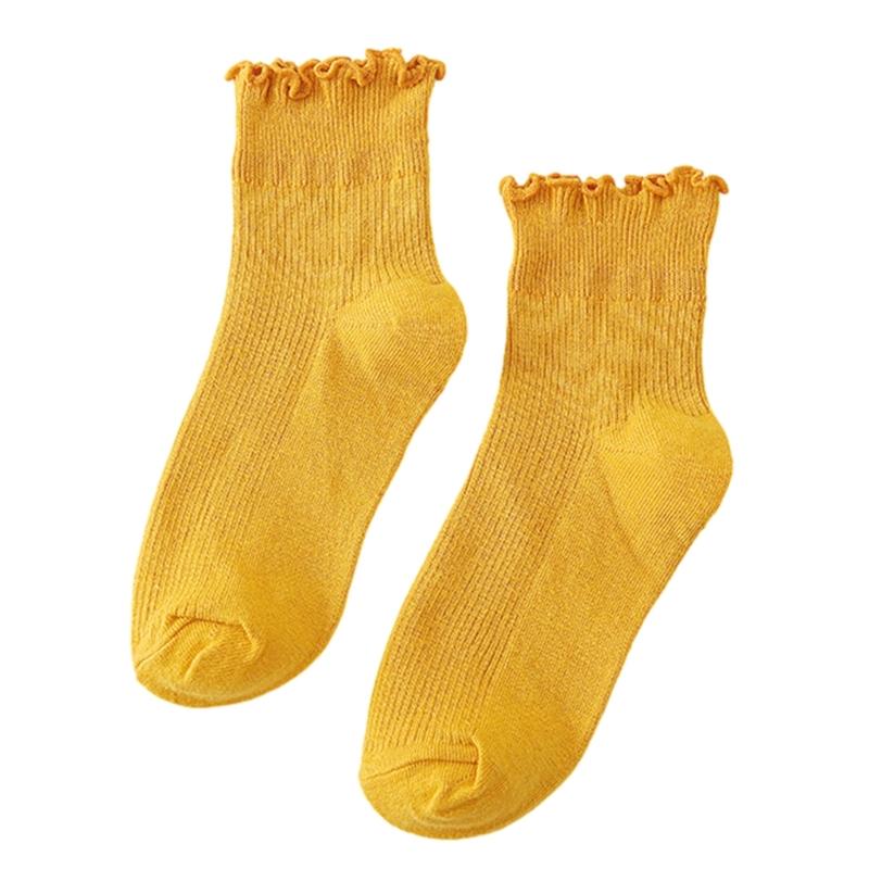 Women's Ruffle Socks,Casual Cotton Bootie Socks Cute Ankle Socks Breathable Sweet Frilly Crew Socks High Ankle Socks