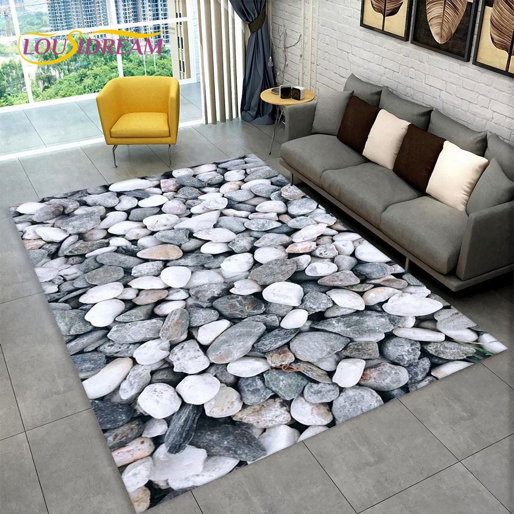Natural Pebble Large Carpet Grey White