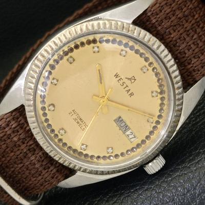 OROLOGIO DA UOMO AUTOMATICO USATO WESTAR SVIZZERO GIORNO&DATA QUADRANTE ORIGINALE a432797-2