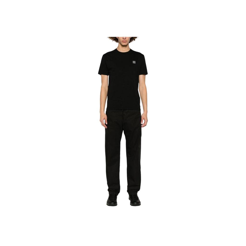 Stone Island Logo Patch T-Shirt Black Men Tops 801523757-A0029