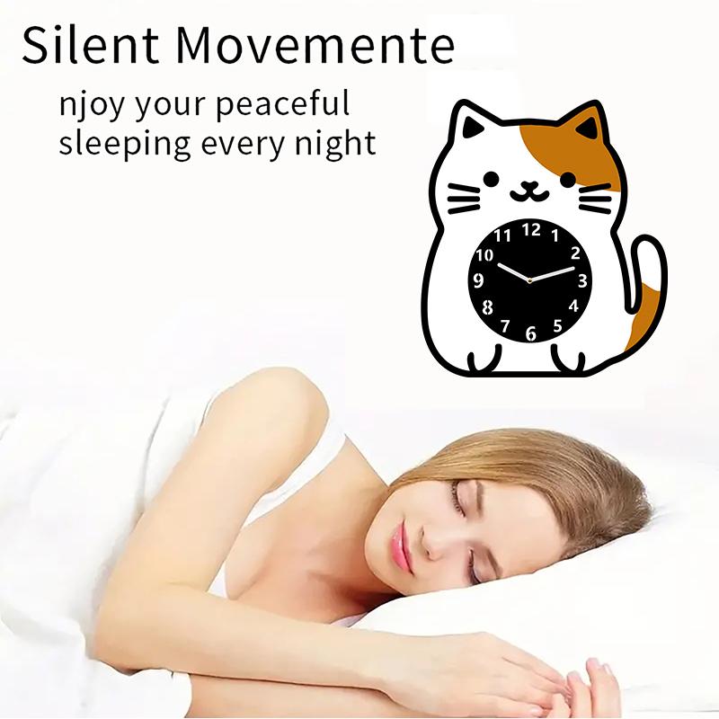 Cartoon Cat Wall Clock Cute Home Desktop Clock Mute Clock Living Room Bedroom Office Decorative Clock