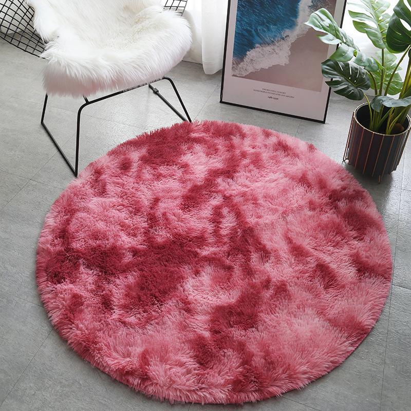 Rainbow Plush Round Rug For Bedroom Shaggy  Circle Carpet Living Room Coffee Table Rug Fluffy Home Decoraion For Girl