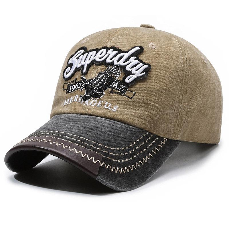 Spring Autumn New Eagle Embroidery Hat Wash the Old Letters Super Day Baseball Cap Retro Versatile Men and Women