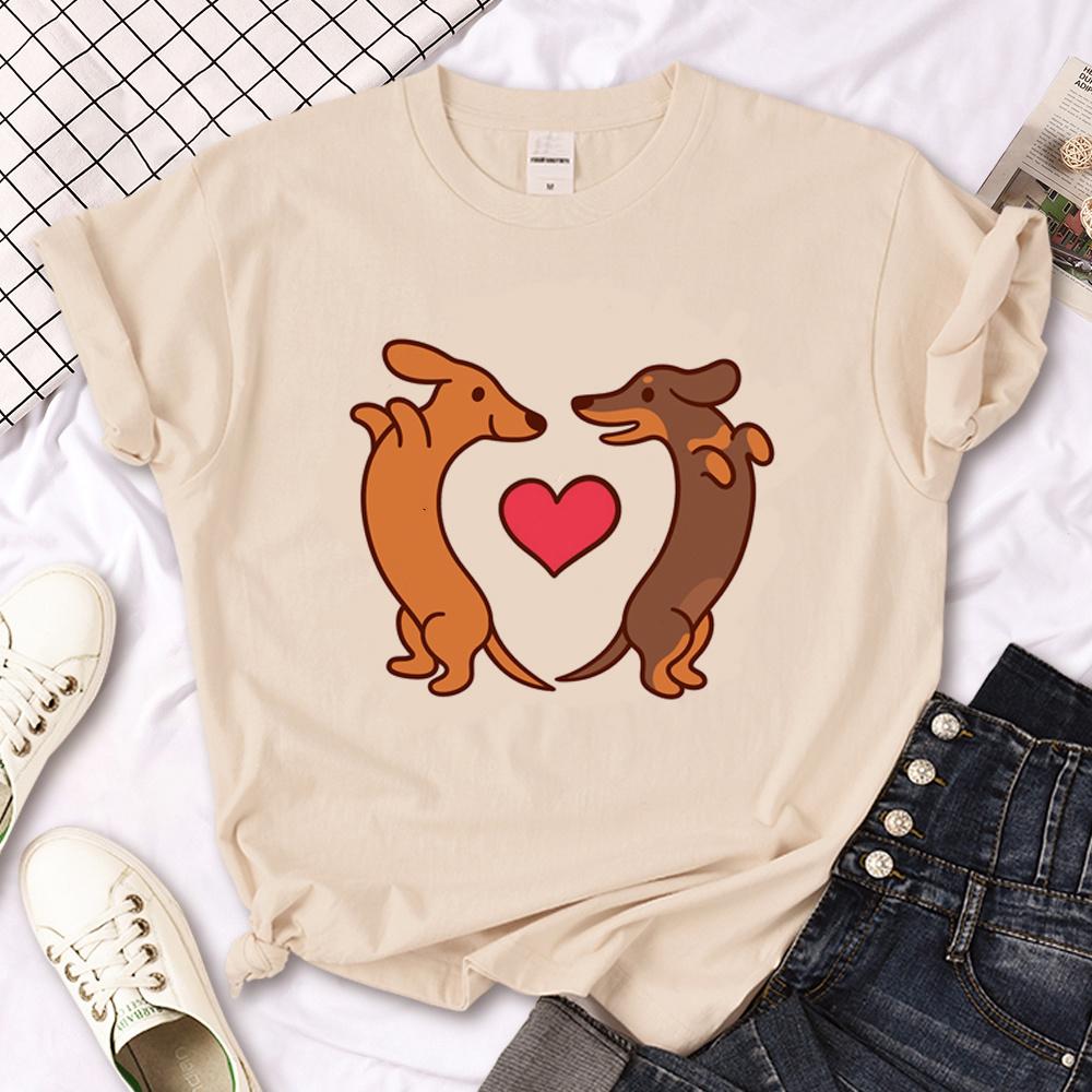 Dachshund Top Women Streetwear Summer Funny Tshirt Girl Graphic Clothes