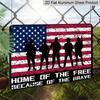 2D Flat 4th of July Independence Day, EMOHAT Home of The Free Because of The Brave Patriotic Soldier Aluminium Metal Sign, Man Cave Bar Metal Sign